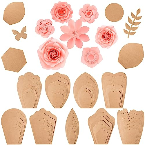 Harloon 60 Pcs Large Paper Flower Template Kit - DIY Paper Flowers Decorations for Wall, Wedding & Birthday Party Photography Backdrop