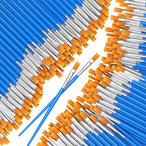 Halobios 100-teiliges Pinselset, Flache Nylon Acrylfarben Pinsel für Erwachsene und Kinder, eignen Sich für Ölgemälde, Aquarell, Körpermalerei, Keramikmalerei, Zeichnen und Künstlerbedarf.