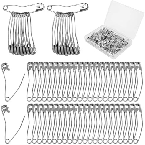 100 Pz Spille di Sicurezza Curve, 3,2 cm Spille di Sicurezza per Cucito Spille per Imbastitura Curve Spille per Trapuntatura Spille di Sicurezza Curve Per Artigianato Trapuntatura (Argento)
