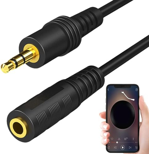 Salyeeluly Cavo prolunga per cuffie, prolunga jack per cuffie - Cavo di prolunga ausiliario da maschio a femmina da 3,5 mm - Cavo di prolunga Aux da 4,92 piedi Cavo di prolunga stereo audio Hi-Fi per