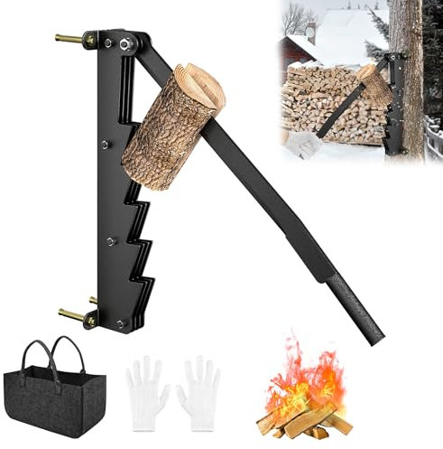 YRHome Manuell Holzspalter Brennholzspalter Anzündholz Spalter Wandmontage Wand Holzspalter Handholzspalter Spanmesser Anzündspalter für Weichhölzern mit Rutschfeste Handschuhe & Filztasche Camping