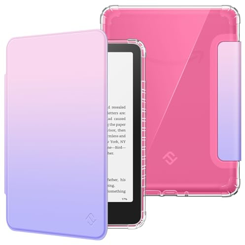 Fintie Case for 7 All-New Kindle Paperwhite (12th Generation, 2024) and Kindle Colorsoft, Ultra Clear Soft Light Transparent TPU Back Cover Auto Wake/Sleep, Fantasy Ombre