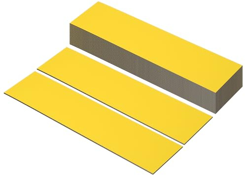 PATIKIL 20 x 5 cm tomma namnplattor, 20-pack anpassade graverade namnskyltar rektangel lasergravering tomma för personliga namnskyltar kontorsdörr gör-det-själv målningsmaterial, gul, svart