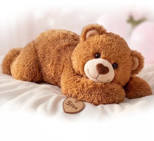 Mewaii Peluche Orso Marrone Riscaldabile e Ponderato da 23 Pollici con Cuscinetto Rimovibile – Morbido Cuscino da Abbraccio per Bambini e Adulti, Regalo Caldo e Accogliente