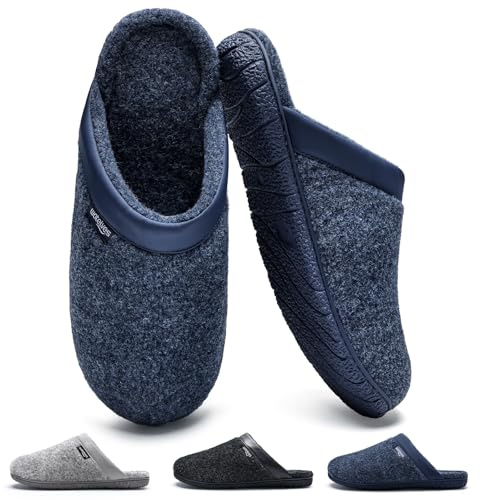 WateLves Zapatillas Casa Hombre Pantuflas Zapatillas de Fieltro Memory Foam Antideslizantes Cálido Zapatillas de Casa
