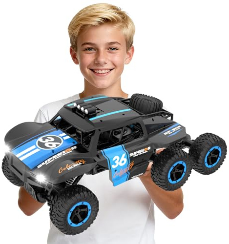 Coche teledirigido Grande Camión RC - 1:12 Coche teledirigido todoterreno 6WD Camión todoterreno para derrapes Coches RC de juguete con 2 baterías recargables Regalo de cumpleaños o Navidad