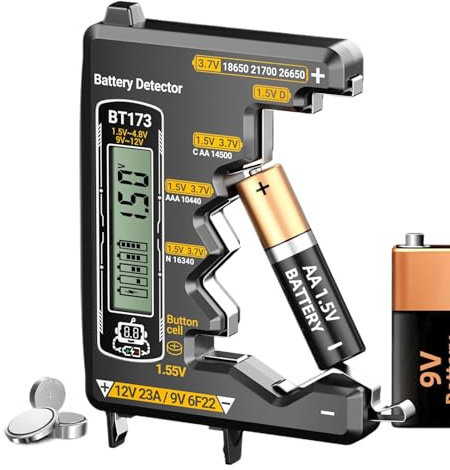 Xijobido Tester Batterie per Casa - Rilevatore di Tensione Preciso,Rilevatore Batterie Portatile Per D,C,AA,AAA,N,9V,Pila Bottone,3.7V - per D/C/AA/AAA/N/9V/Button Cell/3.7V per Telecomandi