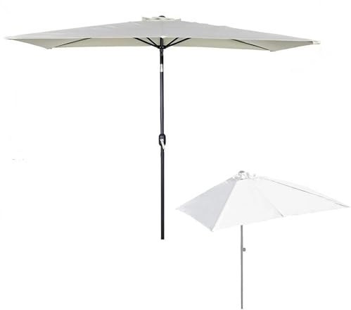 RJYYYDS Garden Half Umbrella 6.5/8 Ft Terrace Umbrella with Crank,UV Protection Half Umbrella Outdoor Shade,Small Canopy for Balcony Table Deck,Beige-250x130cm