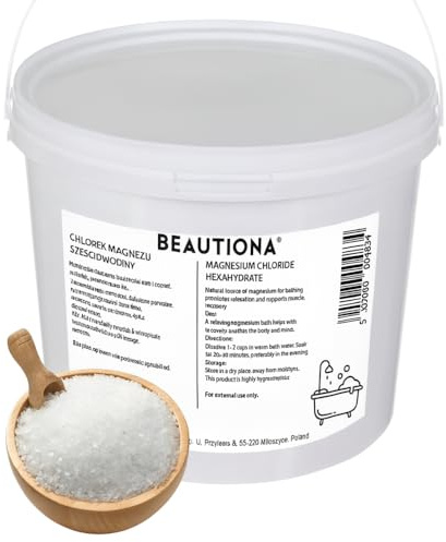 Cloruro di magnesio esaidrato 1 kg – Sale da bagno puro al magnesio per bagni rilassanti – Cristalli sottili, solubili e delicati sulla pelle – Per piedi e bagni completi