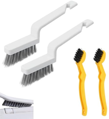 4 cepillos multifuncionales para limpieza de juntas, cepillo limpiador de juntas en forma de V, cerdas rígidas, cepillo para juntas para baño, ducha, cocina, inodoro, lavabo, sala de estar