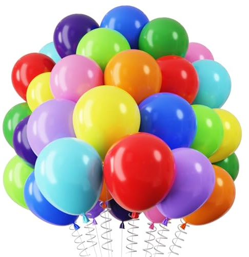QIFU Flerfärgad ballong, 12 tum färgglada födelsedagsballonger helium ballong flerfärgad för grattis på födelsedagen kön avslöjar bebisen grattis på födelsedagen regnbåge dekoration brud 