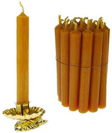 Baumkerzenhalter 20 Clips in Zapfenform in Gold mit 40 Kerzen 10% Bienenwachs