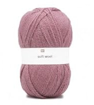 Rico creative Soft Wool Aran Fb. 013 - Mauve, 100g weiche, Pflegeleichte Wolle Altrosa, für Nadelstärke 5 mm