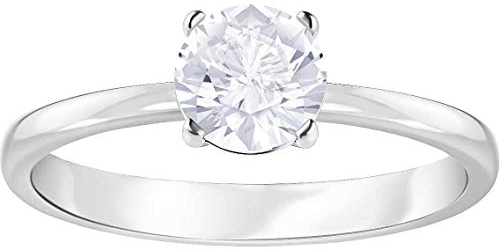 Swarovski Anello Attract, Rotondo, Bianco, Placcato rodio