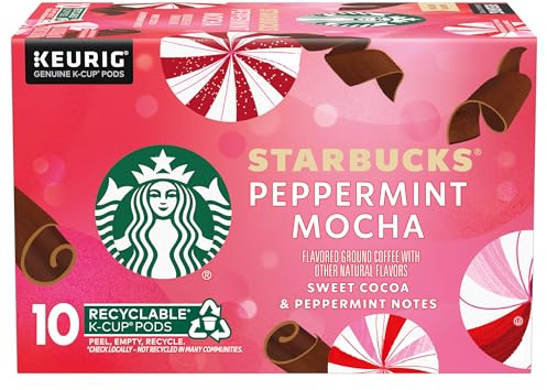 Starbucks K-Cup Coffee Pods, Peppermint Mocha Flavored, 10 Count