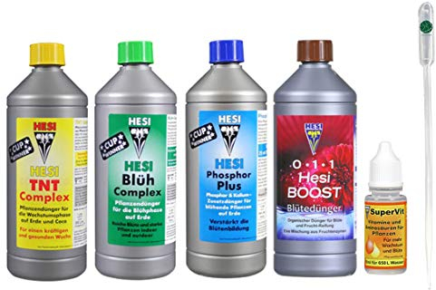 Hesi Hest Kit de démarrage Medium TNT + complexe de fleurs + phosphore Plus + boost 1 litre + Super VIT 10 ml