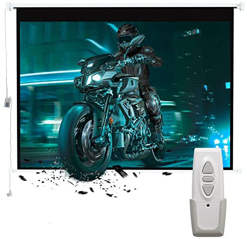 INMOZATA Electric Projector Screen 84 inch / 171x128cm Motorised projection screen with Remote Control 4:3 Portable Foldable Anti-Wrinkles Projector Movie Screen for Theater Cinema