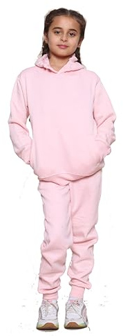 GW CLASSY OUTFIT Survêtements pour enfants, survêtement à capuche avec pantalon de jogging Ensemble de vêtements de sport pour filles et garçons (Costume à enfiler rose bébé, 5-6 ans)