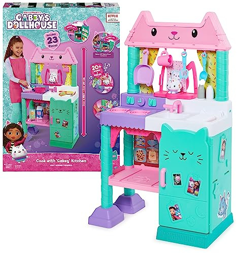 Gabby et la Maison Magique - Gabby Dollhouse - Cuisine De P’tit Chou - 1 Cuisine Géante + 20 Accessoires Gabby Chat - Tirée Du Dessin Animé Gabby Et La Maison Magique - Jouet Enfant 3 Ans et +