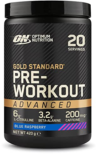 Optimum Nutrition ON Platinum Pre Workout Advanced with l-Citrulline, Beta-Alanine and Caffeine, Blue Raspberry, 20 Servings, 420 g