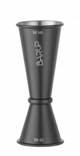 HENDI Jigger cocktail doppio 25/50ml, BarUp, misurino per bevande da barista professionale, dosatore per bar, barman, ø44x(H)110mm, acciaio inox con rivestimento in polvere nera