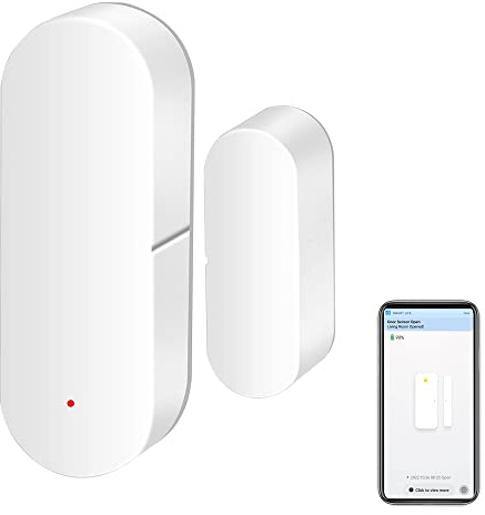 WiFi-dörrsensor: Smart dörr öppna/stängda detektorer, trådlös fönstersensor med appaviseringsvarning, kontaktsensor för hemsäkerhet, kompatibel med Alexa Google Assistant (1-pack)