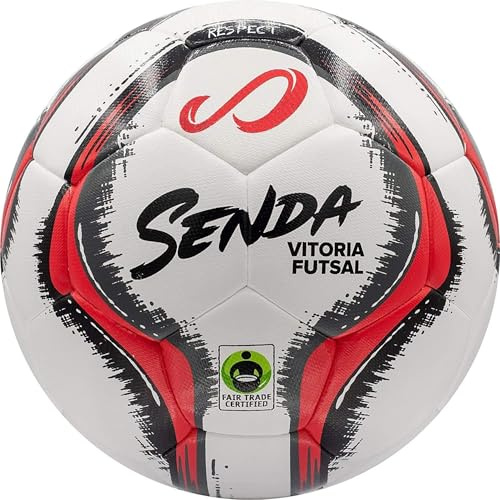 SENDA Vitoria Premium Match Ballon de futsal certifié commerce équitable Rouge/gris Taille 3 (8-12 ans)