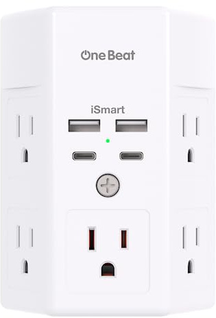 Multi Plug Outlet, Surge Protector, 5 Outlet Extender with 4 USB Charging Ports (2 USB C), USB C Wall Charger, 3-Sided 1800J Power Strip Outlets Splitter Wall Plug Adapter Spaced for Dorm Home Office