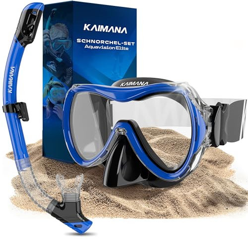 Schnorchelset Erwachsene Aqua Vision Elite Transparent/Blau/Schwarz Comfort Strap