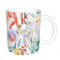 KDWJS Tasse Keramik Kaffeetassen Große 11oz Tassen 330ml Trinkgläser Mit Griff Personalisierte Geschenk Weiß,Aquarell Pfingstrose Rose Blume Streifen Paisley Landschaft