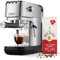 Tchibo Siebträger Espressomaschine „Lapressa“ (15 bar, 980ml Wassertank), Pre-Infusion Technologie, 2-Tassen-Funktion und Milchschaumdüse (Silber) INKLUSIVE Caffè Molinari Kaffeeprobierpack GRATIS