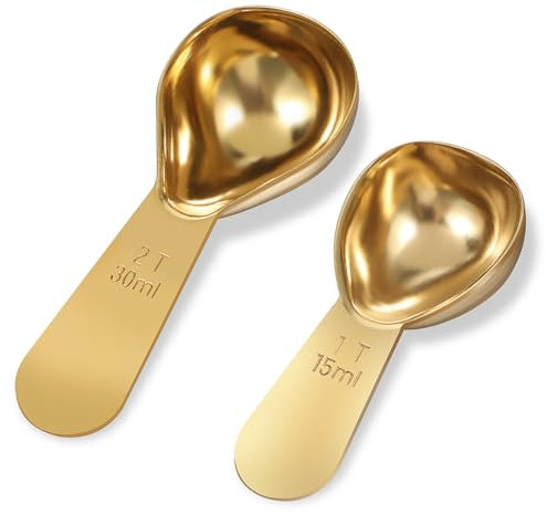 Messlöffel Edelstahl Kaffeelöffel Portionierer, 2 Stück Kaffee Messlöffel mit Kurzer Griff Kaffeelöffel Edelstahl Kaffeedosierlöffel Measuring Cups Scoop Löffel Kaffeezubehör, 2 Größen 15ml, 30ml
