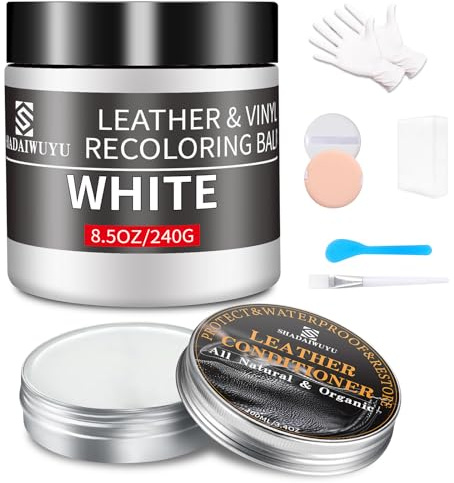 SHADAIWUYU Blanco Reparador Cuero con 100ml Cuidado de Cuero,Cuero Liquido Reparador Pintura para Cuero para Reparar el Desgaste y Las Marcas en Sofás,Vinilo,Asientos de Automóvil y Zapatos de Cuero