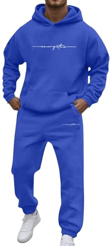 Trajes de hombre, elegante conjunto de chándal con estampado para uso diario, cómodo y versátil para el invierno, ideal para combinar con camisetas., Blau2, L