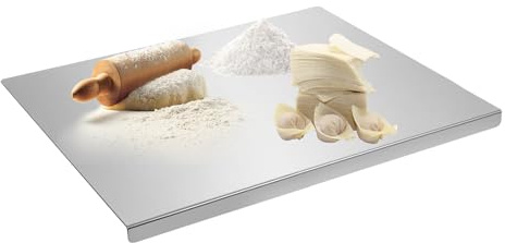 Luckwaii skärbräda i rostfritt stål med stoppkant 30 x 40 cm bänkskiva | Kök skärbräda rostfritt stål chopping board bakning bröd restaurang för knådning, skärning och bakning för kött och grönsaker
