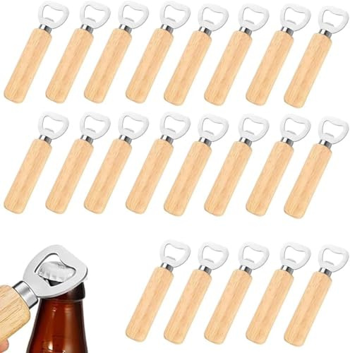 Apribottiglie in legno, apribottiglie per birra, apribottiglie con manico in legno, regalo per uomini e amanti della birra, 50 pezzi
