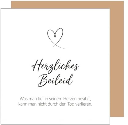 Edition Seidel Tarjeta de condolencia cuadrada premium con sobre, tarjeta de condolencia, tarjeta plegable con texto en alemán Herzliches Beileid Anteilnahme Mitfühlnahme Erinnerung Trost Liebe