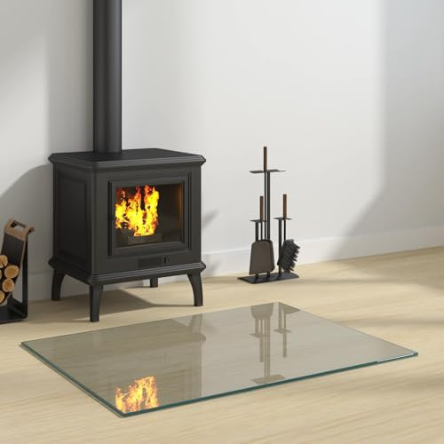 GeenYuu Braciere in vetro trasparente, 80 x 60 cm, in vetro temperato, come piastra di fondo per camino e base per forno, per parquet, laminato, con protezione antincendio e protezione dal calore