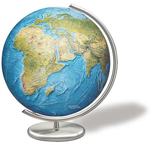 columbus DUORAMA - Mappamondo Luminoso, 40 cm, cartine sovrapposte a Mano su Un Globo di Cristallo soffiato, Telaio in Acciaio Inox
