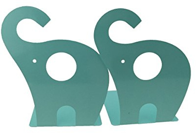 Winterworm Serre-Livres en métal antidérapant avec Motif éléphant de Dessin animé (Bleu Vert)
