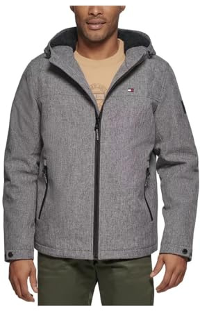 Tommy Hilfiger Soft Shell Sherpa Lined Performance Jacket Chaqueta, Gris Jaspeado, L para Hombre
