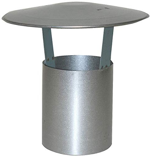 Regenhaube mit 2 Streben und einem Ø 130 mm Regenhut feueraluminiert FAL