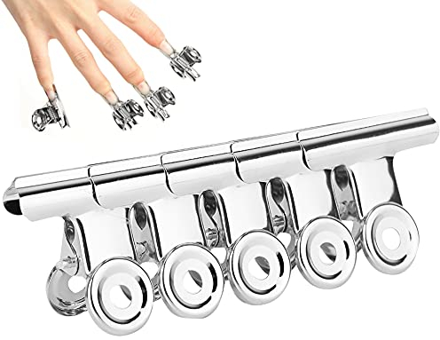 Dioche Nail Clip, Clip Per Unghie in Argento C Curva in Acciaio Inossidabile, 5 Pezzi, Accessori Per Nail Art Multifunzione Per Estensione Delle Unghie