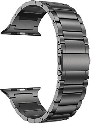 LDFAS Kompatibel med Apple Watch Band 45 mm 44 mm 42 mm, massivt rostfritt stål metall länkarmband band ersättning för iWatch-rem kompatibel med Apple Watch SE serie 7/6/5/4 band, grå, 45MM/44MM/42MM,