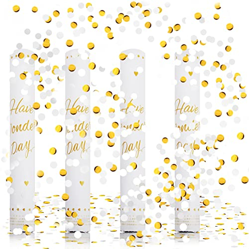 Konfettikanone Papier*4pcs, XiXiRan Konfettikanone Geburtstag, 38cm Party Popper, Konfetti Pistolen Set, Konfetti Bombe, Konfetti Shooter, Konfettikanone Gender Reveal, Konfetti Kanonen Poppers