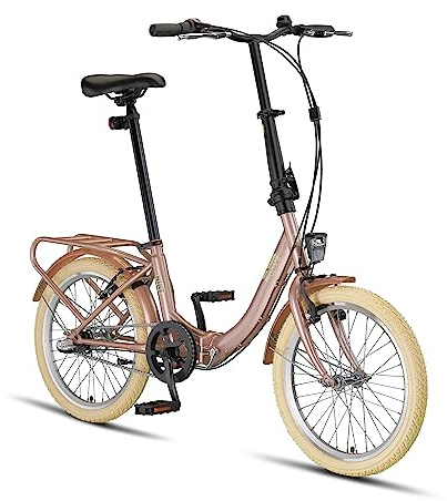 PACTO Nine Bicicleta Plegable - Bicicleta Holandesa - 27 cm Marco de Acero - 20 Pulgadas Llantas de Aluminio - 3 Engranajes Nexus - Frenos de Disco - Fácil de Plegar - (Rosa)