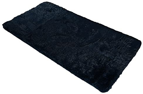 Sienna Fluffy Rug for Living Room Navy Blue, Super Soft Anti-Slip Small Rug for Bedroom Non-Shedding Shaggy Area Rugs Thick Pile Carpet Floor Mat, 80 x 150cm