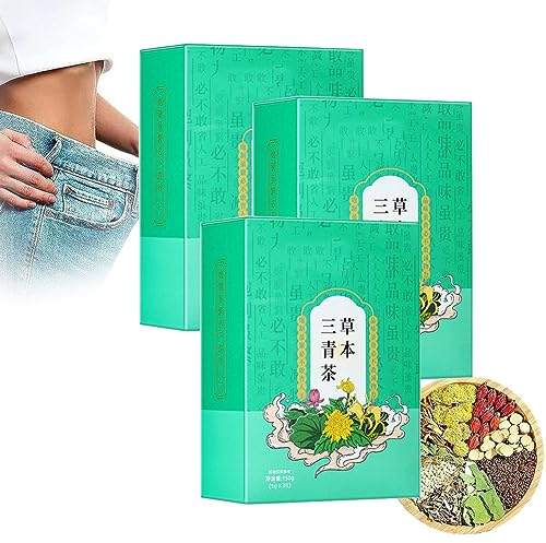 Kräutertee mit drei Grünen, Kräutertee mit drei Kräutern, Kräutertee zum Schutz der Leber, Kräutertee mit drei Qing Cha, chinesischer Kräutertee für die Leberpflege und Mundtrockenheit (3box)