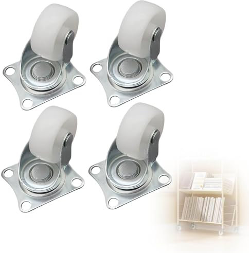 4 PCS Swivel Castor Wheels, Heavy Duty Moving Furniture Casters - 60KG Load, Silent Small Trolley Wheels for Cabinets, Workbenches, DIY Moving Objects (White)