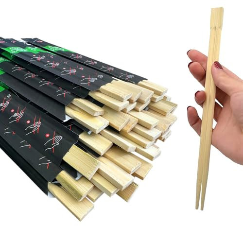 Paluplus 300 Paia di Bacchette per Sushi in Bamboo, Lunghezza 21 cm, Bacchette Cinesi Biodegradabili Monouso, Confezionate Singolarmente, Posate Asiatiche per cibo Giapponese, Noodles -273M